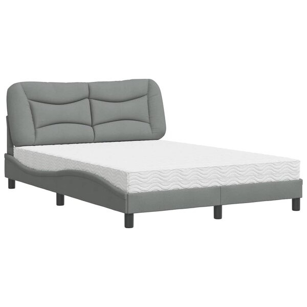 vidaXL Lit avec matelas gris clair 140x200 cm tissu