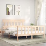 vidaXL Cadre de lit avec tête de lit 160x200 cm bois massif