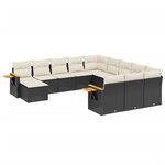 vidaXL Salon de jardin 11 Pièces avec coussins noir résine tressée