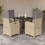 vidaXL Ensemble à manger de jardin coussins 5 Pièces mélange beige rotin