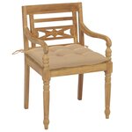 vidaXL Chaises Batavia avec coussins 6 Pièces Bois de teck solide