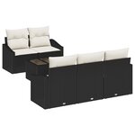 vidaXL Ensemble de 6 Canapés de Jardin avec Coussins Noir Rattan Poly