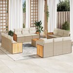 vidaXL Salon de jardin avec coussins 13 Pièces beige résine tressée