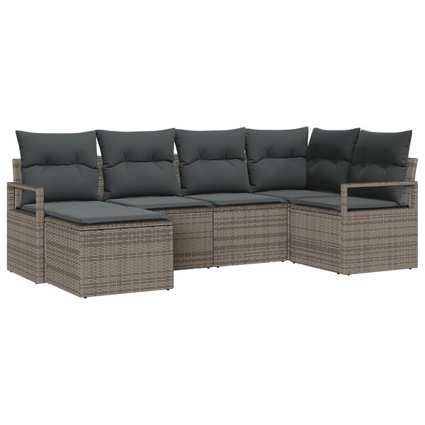vidaXL Ensemble de canapés de jardin 6 pièces avec coussins gris poly rotin