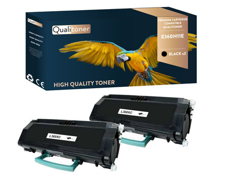 Qualitoner x2 toners e360h11e noir compatible pour lexmark