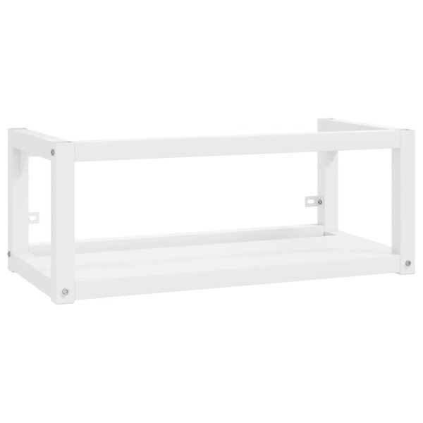 vidaXL Cadre de lavabo de salle de bain mural Blanc 79x38x31 cm Fer