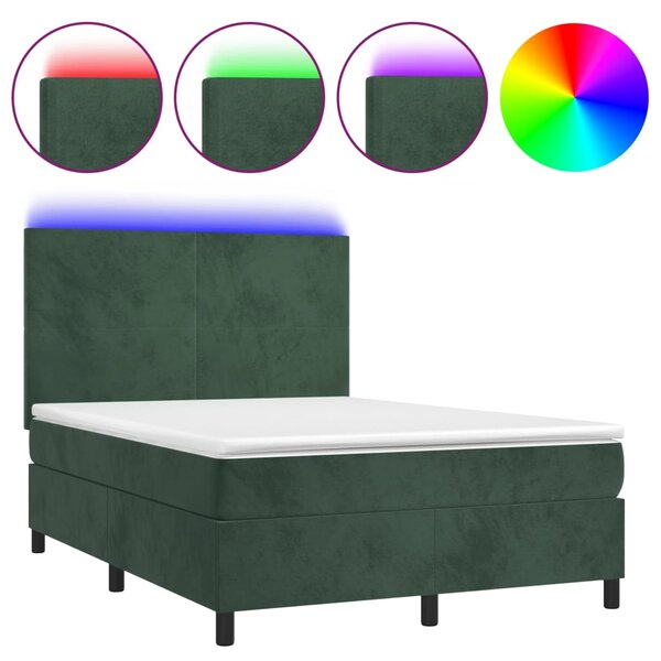 vidaXL Sommier à lattes de lit avec matelas LED Vert foncé 140x190 cm