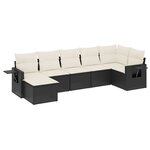 vidaXL Salon de jardin 7 Pièces avec coussins noir résine tressée