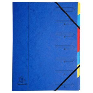 Trieur Agrafé Avec Élastiques 7 Compartiments - Bleu - X 12 - Exacompta