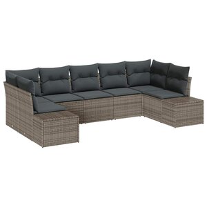 vidaXL Ensemble de canapé de jardin 7 Pièces Gris Poly rotin