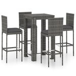 vidaXL Ensemble de bar d'extérieur 5 Pièces coussins Résine tressée Gris