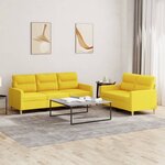 vidaXL Ensemble de canapés 2 Pièces avec coussins Jaune clair Tissu