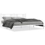 vidaXL Cadre de lit métal avec tête de lit blanc 183x213 cm