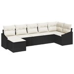 vidaXL Ensemble de Canapés de Jardin de 7 Pièces avec Coussins Noir Rotin Poly