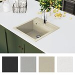 vidaXL Évier de cuisine Granit Seul lavabo Beige