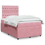 vidaXL Sommier à lattes de lit avec matelas Rose 120x200 cm Velours