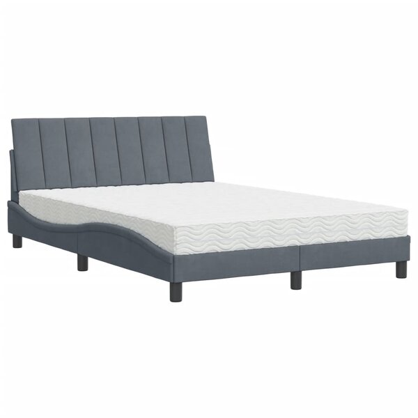 vidaXL Lit avec matelas gris foncé 140x200 cm velours