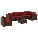 vidaXL Salon de jardin avec coussins 7 Pièces marron résine tressée