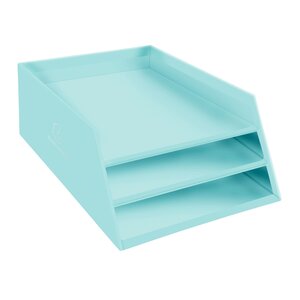 Corbeille à courrier 3 niveaux exacompta aquarel en carton vert pastel