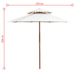 vidaXL Parasol de terrasse 270 x 270 cm Poteau en bois Blanc crème