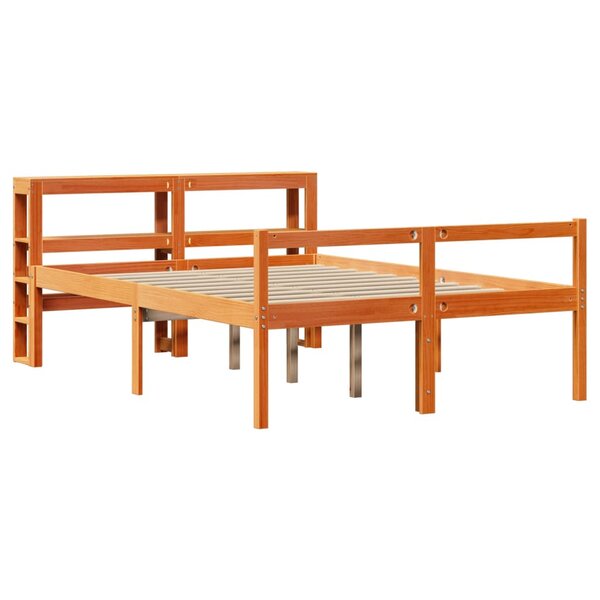 vidaXL Cadre de lit avec tête de lit cire marron 140x190cm bois de pin
