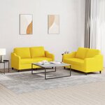 vidaXL Ensemble de canapés 2 Pièces avec coussins Jaune clair Tissu