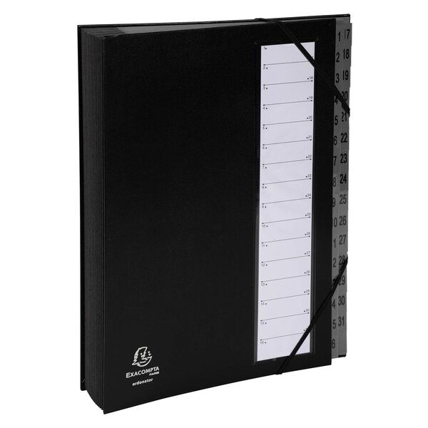 Trieur Rigide Ordonator Numerique Dos Extensible 32 Compartiments 1 À 32 - Noir - X 6 - Exacompta