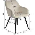 Lot de 4 chaises pieds noir siège de salon cuisine salle à manger design élégant velours beige 08_0000079