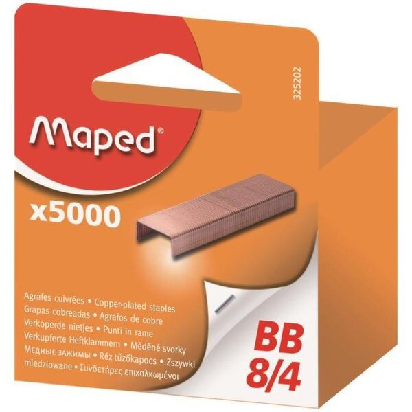 Bte de 5000 Agrafes BB 8/4 Cuivre MAPED