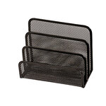 Trieur enveloppes q-connect métal mesh maille métallique 3 compartiments courrier 170x135x83mm coloris noir
