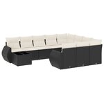 vidaXL Salon de jardin 11 Pièces avec coussins noir résine tressée