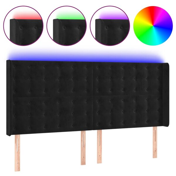 vidaXL Tête de lit à LED Noir 183x16x118/128 cm Velours