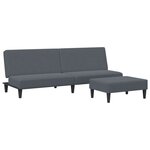 vidaXL Canapé-lit à 2 places avec repose-pied gris foncé velours