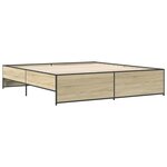 vidaXL Cadre de lit chêne sonoma 200x200 cm bois d'ingénierie et métal