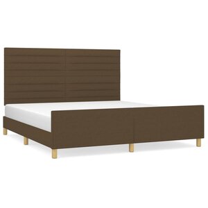 vidaXL Cadre de lit avec tête de lit Marron foncé 160x200 cm Tissu