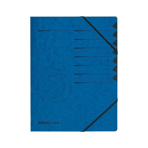 Trieur easyorga A4 en carton 7 compartiments + élastiques Bleu HERLITZ