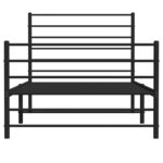 vidaXL Cadre de lit métal avec tête de lit/pied de lit noir 90x200 cm