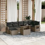 vidaXL Salon de jardin 8 Pièces avec coussins gris résine tressée