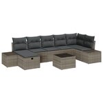 vidaXL Ensemble de canapé de jardin 8 pièces avec coussins gris en rotin synthétique