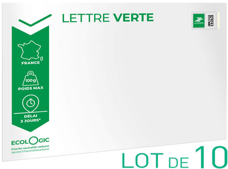 Prêt-à-Poster - Lettre Verte - 100g - Format C5 - Enveloppe en lot de 10 -  La Poste