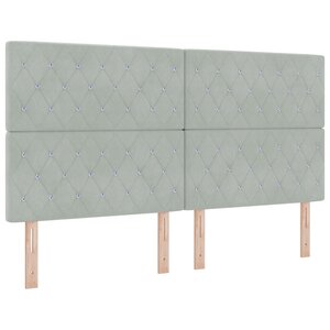 vidaXL Tête de lit à boutons en cristal capitonnée gris clair 180 cm velours