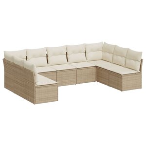 vidaXL Salon de jardin avec coussins 9 Pièces beige résine tressée