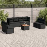 vidaXL Salon de jardin 9 Pièces avec coussins noir résine tressée