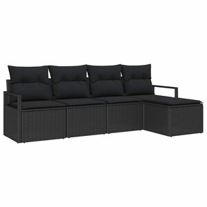 vidaXL Ensemble de canapé de jardin 5 Pièces Noir Poly rotin