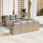 vidaXL Ensemble de canapés de jardin 8 pièces avec coussins Beige Poly Rattan Acacia