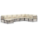 vidaXL Salon de jardin 8 Pièces avec coussins anthracite résine tressée