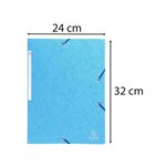 Chemises À Élastiques Carte Lustrée 3 Rabats Monobloc - Turquoise - X 50 - Exacompta