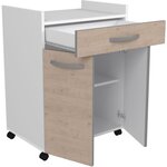 Desserte de 60 cm - 1 Tiroir et 1 Porte - 60 x 44 x 81 cm - Coloris Chêne