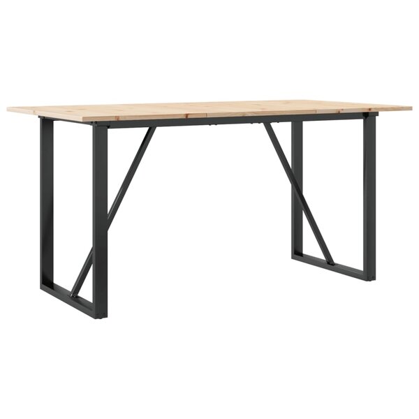 vidaXL Table à manger cadre en O 140x80x75 cm bois de pin massif fonte