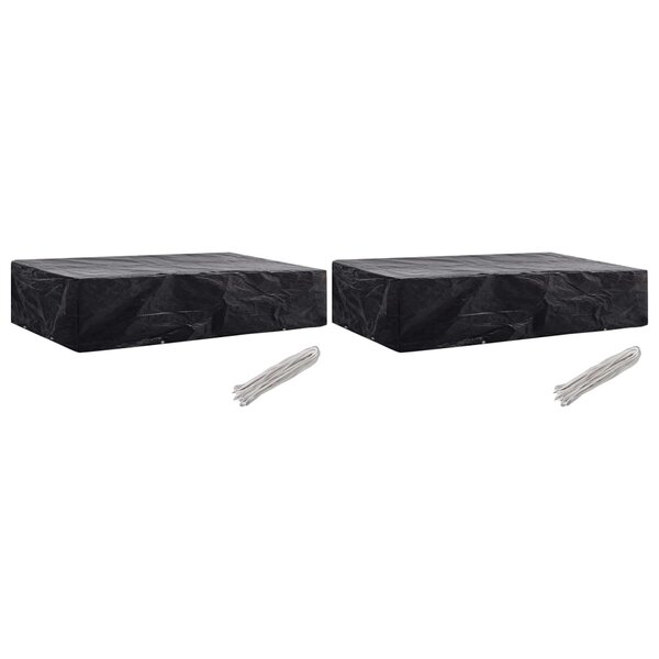 vidaXL Housses de chaise de jardin 8 œillets 2 Pièces 218 x 77 x 55 cm